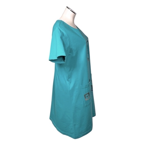VTG BLUE CACTUS Turquoise Short Sleeve Artsy Boho Cotton Dress Women's Size XL - Picture 6 of 16